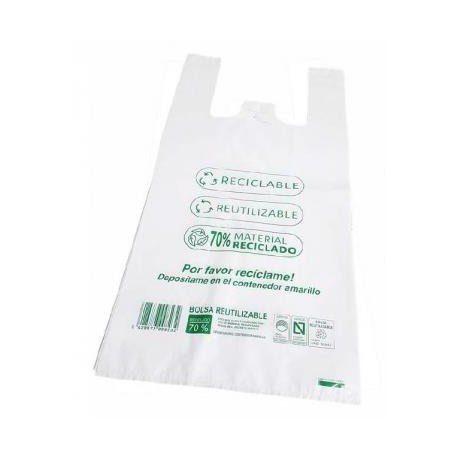ECO BOLSAS ASA PEQ. 35x40 RECICLADA G.200 20x100 UND.