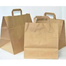 BOLSAS DE PAPEL KRAFT TAKE AWAY CON ASA C/300 UND.