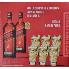 WHISKY JOHNNIE WALKER E/R 2 BOT. 1L. + VASOS.