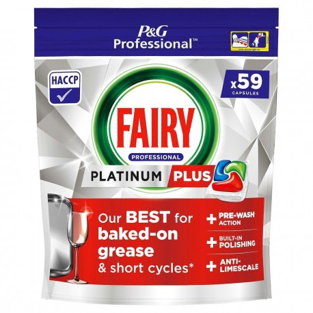 VAJILLA FAIRY PLATINUM PLUS 59 CÁPSULAS CAJA 4 PAQ.